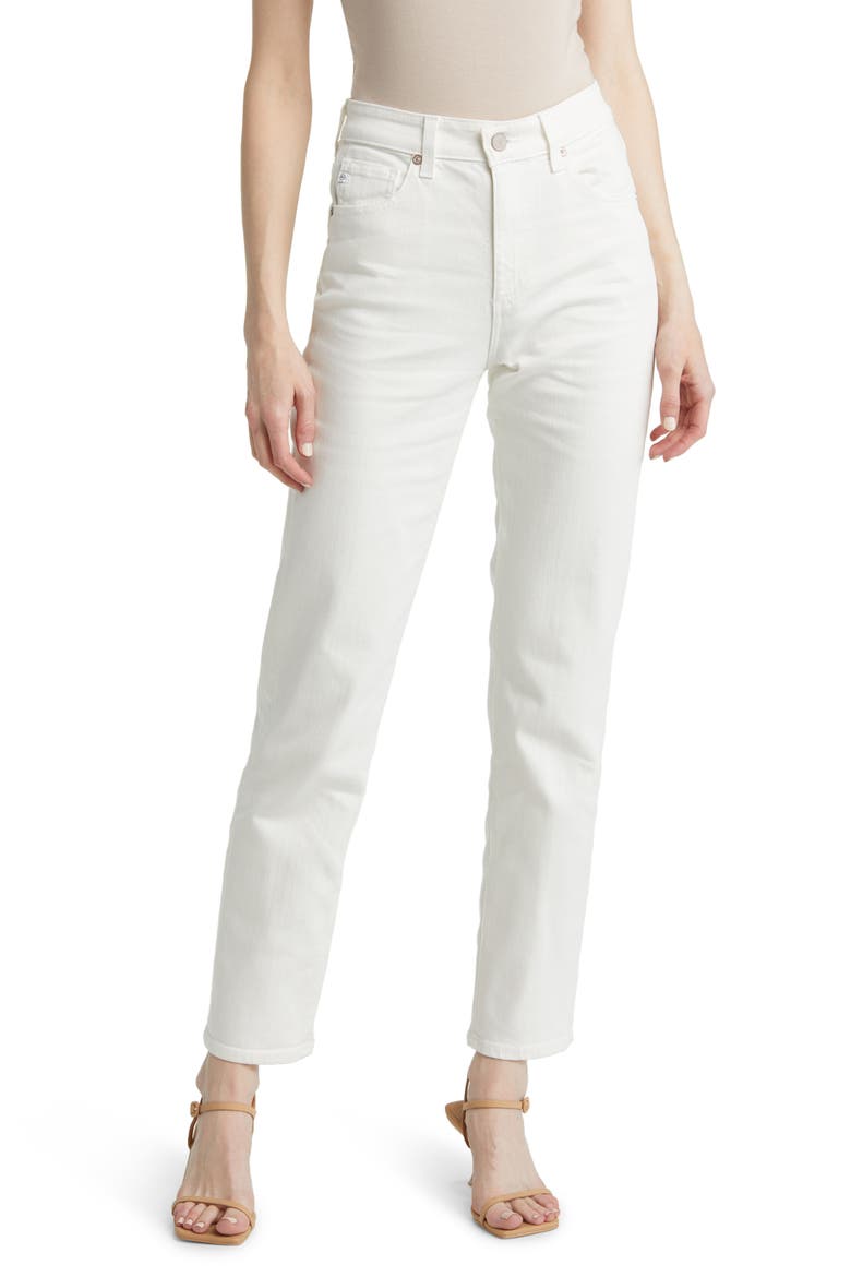 Saige High Waist Straight Leg Jeans, Main, color, MODERN WHITE