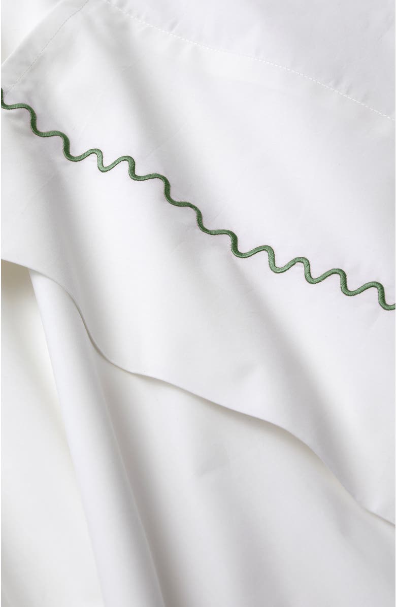 CHRISTY Wave Embroidered Edge Cotton Percale Sheet Set Bundles, Alternate, color, Sage Green