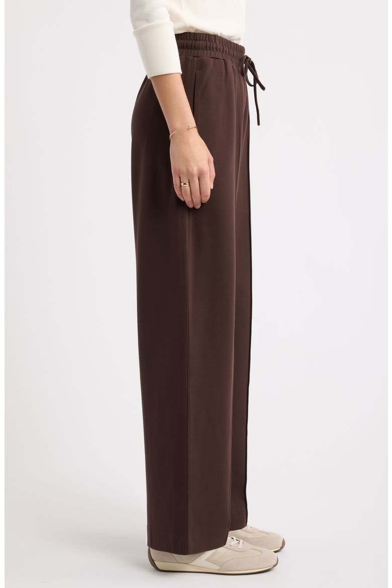 Pintuck Pull On Ponte Wide Leg Pants, Alternate, color, BROWN COFFEE