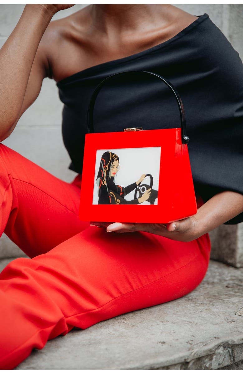 LarAllan Jamilah Acrylic Top Handle Bag, Alternate, color, Red