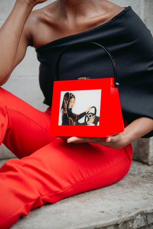 Larallan Jamilah Acrylic Top Handle Bag In Red