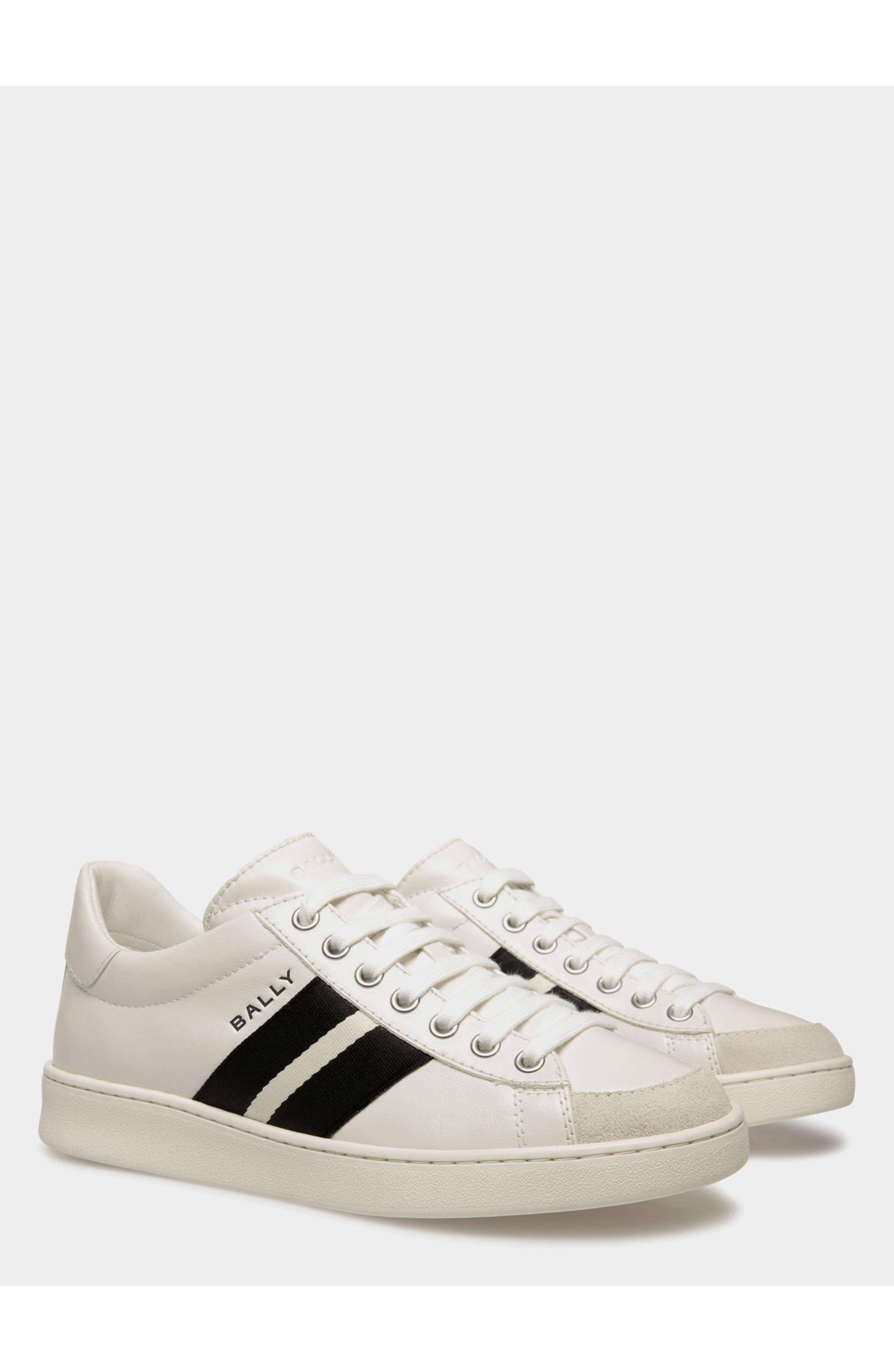 Bally Tennis Sneaker In Buffalo Leather, Alternate, color, White