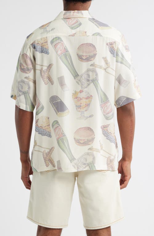 Icecream Lavish Snack Print Camp Shirt In White