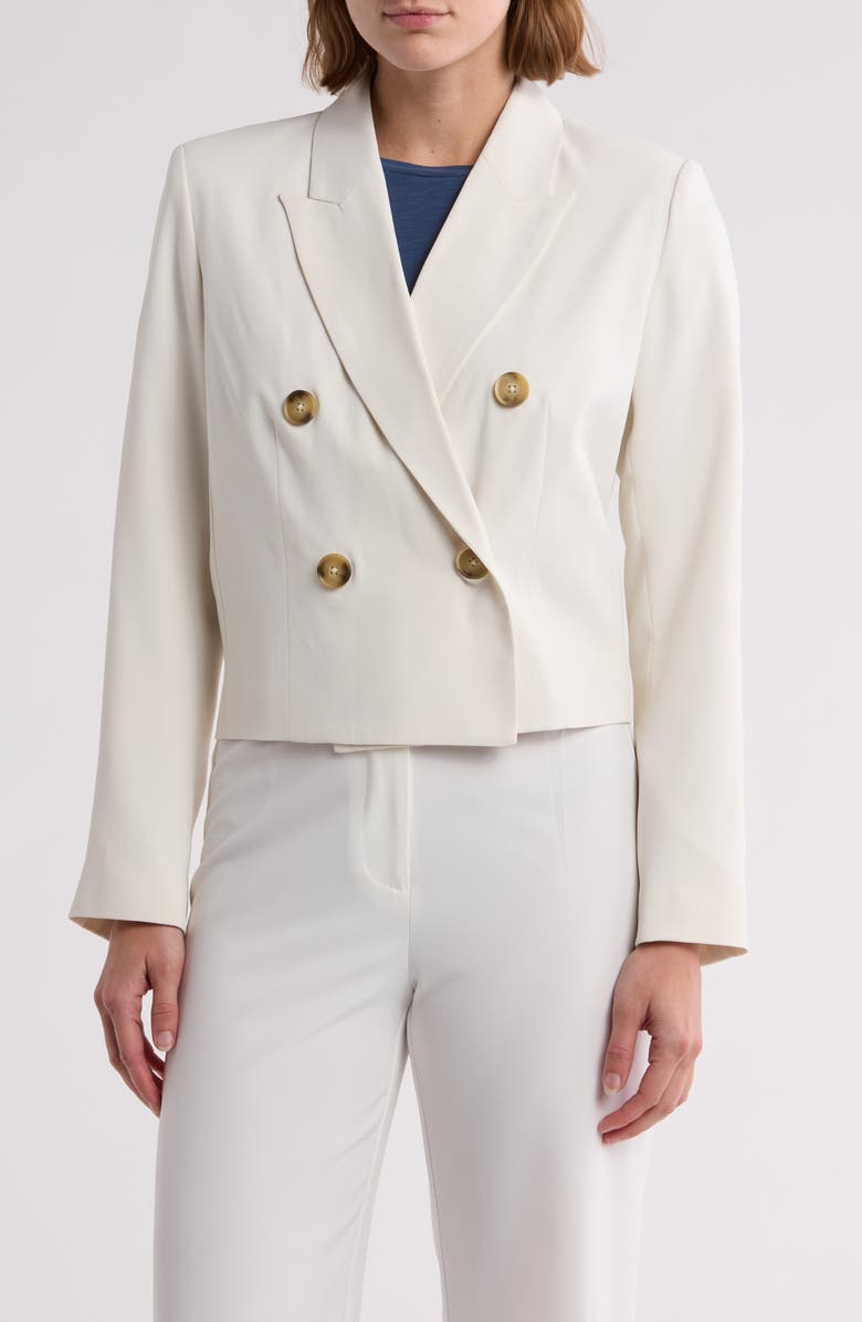 Gemma + Jane Double Breasted Crop Blazer, Main, color, Eggshell