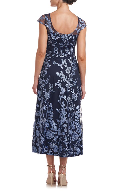 Js Collections Meredith Floral Embroidery A-line Dress In Blue