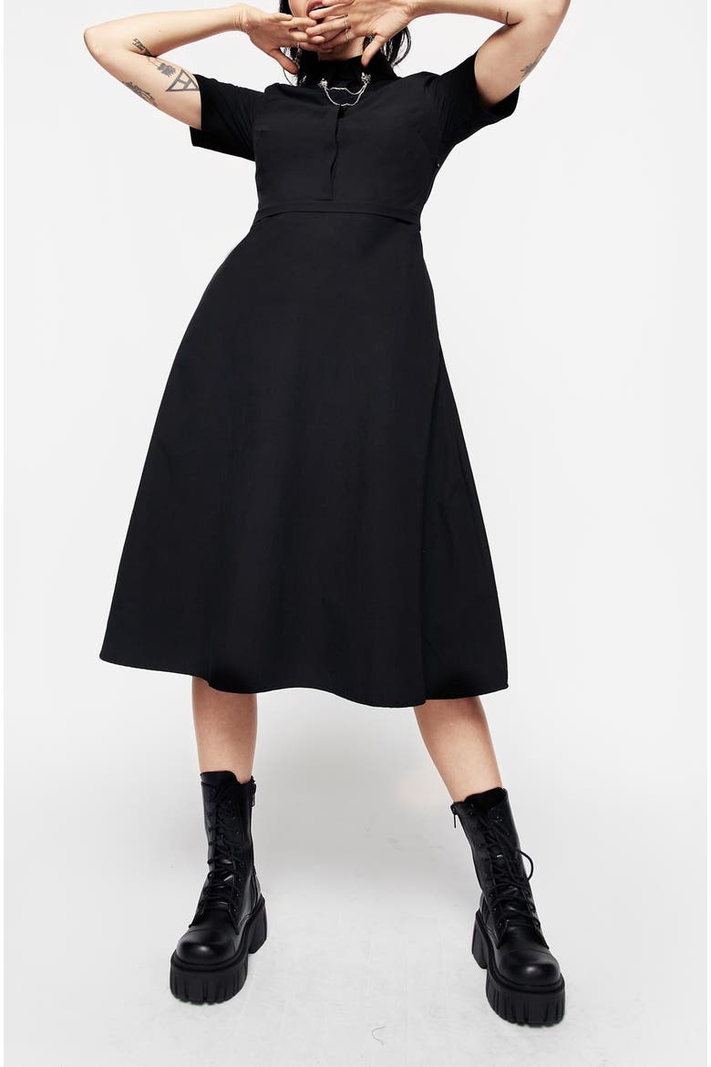 Fenrir Midi Shirt Dress, Main, color, Black