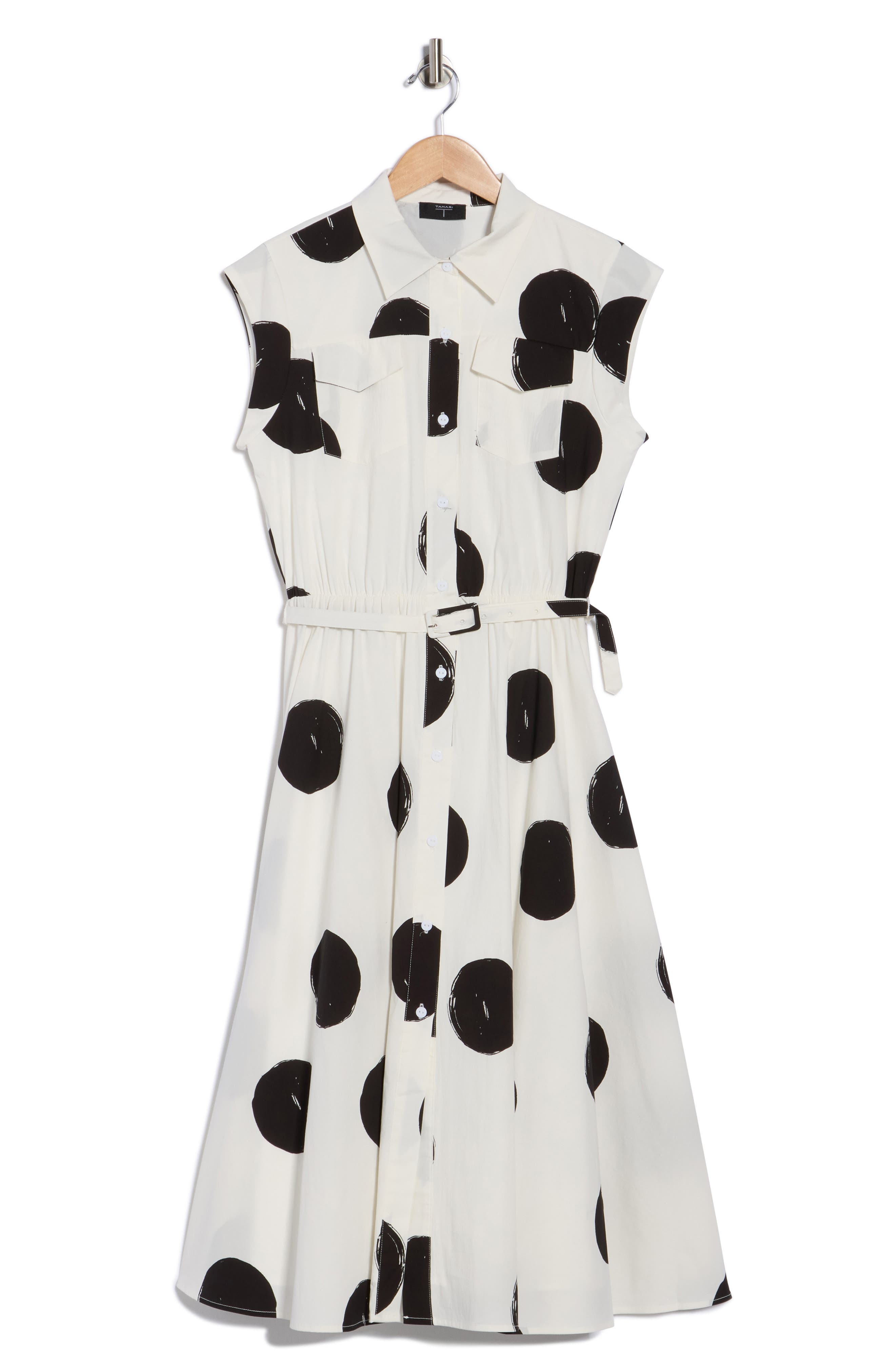T Tahari Polka Dot Sleeveless Fit & Flare Dress