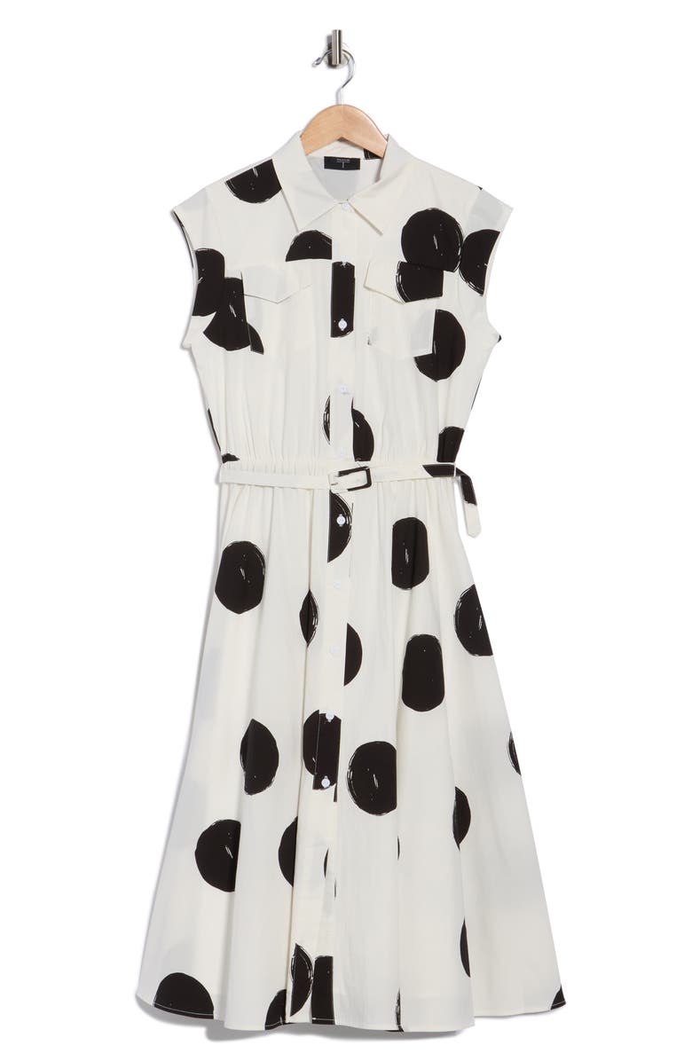 T Tahari Polka Dot Sleeveless Fit & Flare Dress, Main, color, Exploded Dot Print