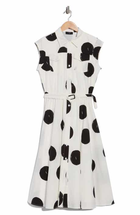 T Tahari Polka Dot Sleeveless Fit & Flare Dress