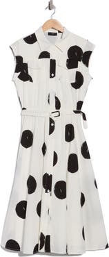 T Tahari Polka Dot Sleeveless Fit & Flare Dress