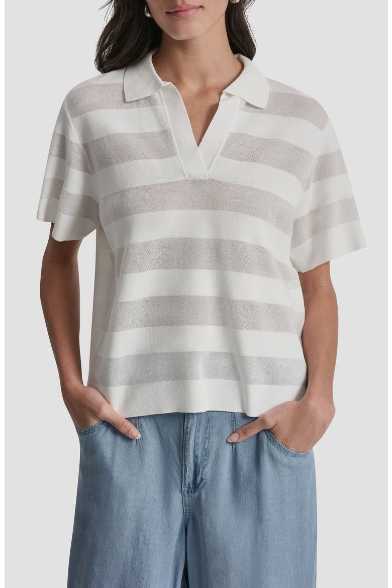 Sheer Stripe Polo, Main, color, IVORY