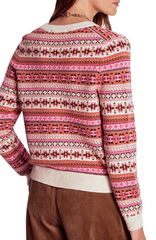 Boden Edie Fair Isle Cardigan Pink Heritage Fair Isle  In Pink