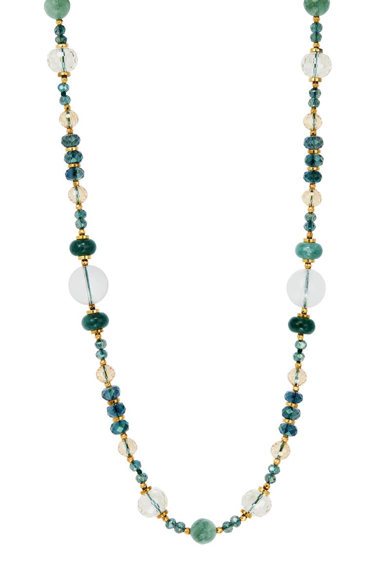 Multi Strand Gemstone Necklace, Main, color, GREEN