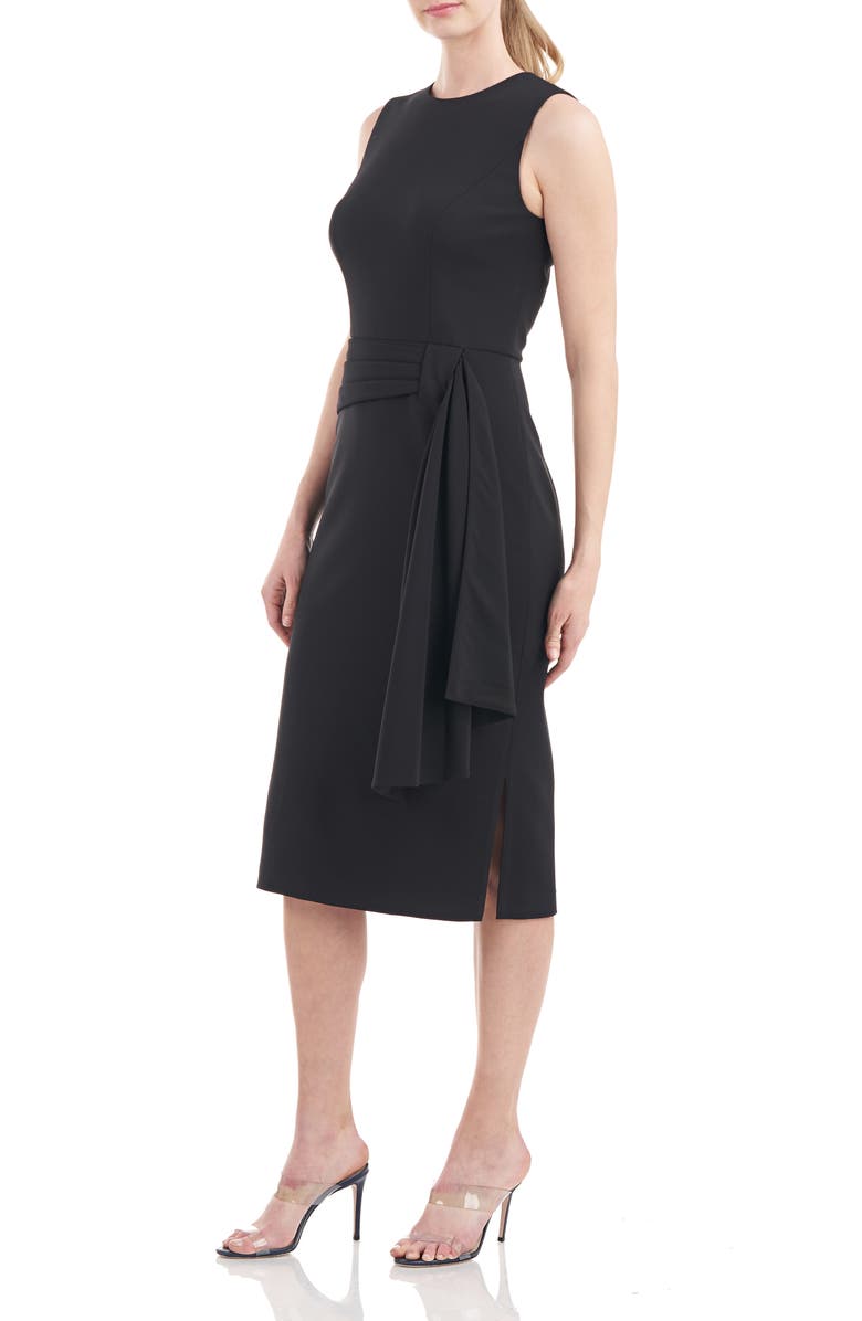 Kay Unger Raven Draped Sheath Midi Dress, Alternate, color, 