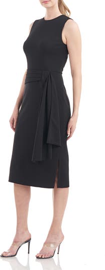 Kay Unger Raven Draped Sheath Midi Dress Nordstrom