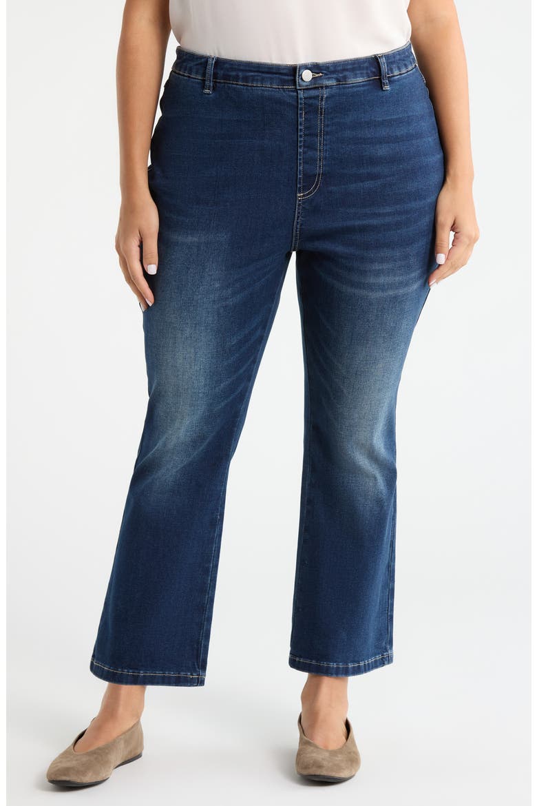 Estelle Pull-On Ankle Flare Jeans, Main, color, DARK MID WASH