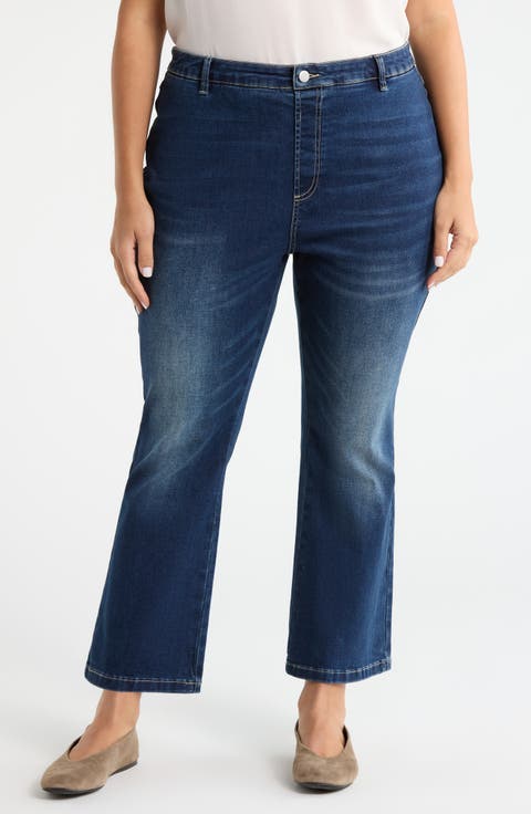 Estelle Pull-On Ankle Flare Jeans (Plus)