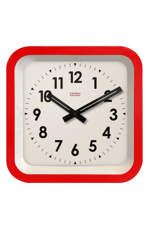 Cloudnola Big Railway Indoor/outdoor Square Clock In Red