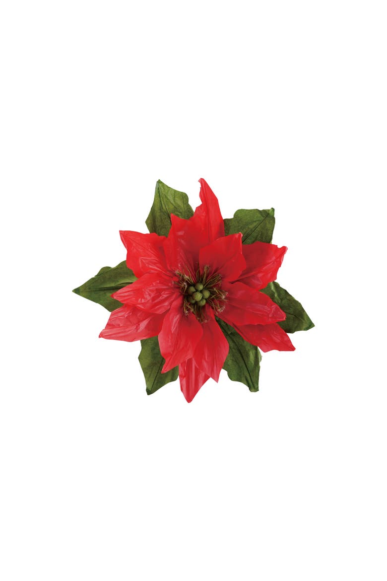 Artisan Paper Poinsettia Stem with Jute Wrap, Main, color, Red and Green