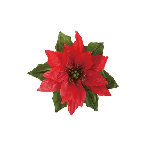 Artisan Paper Poinsettia Stem with Jute Wrap