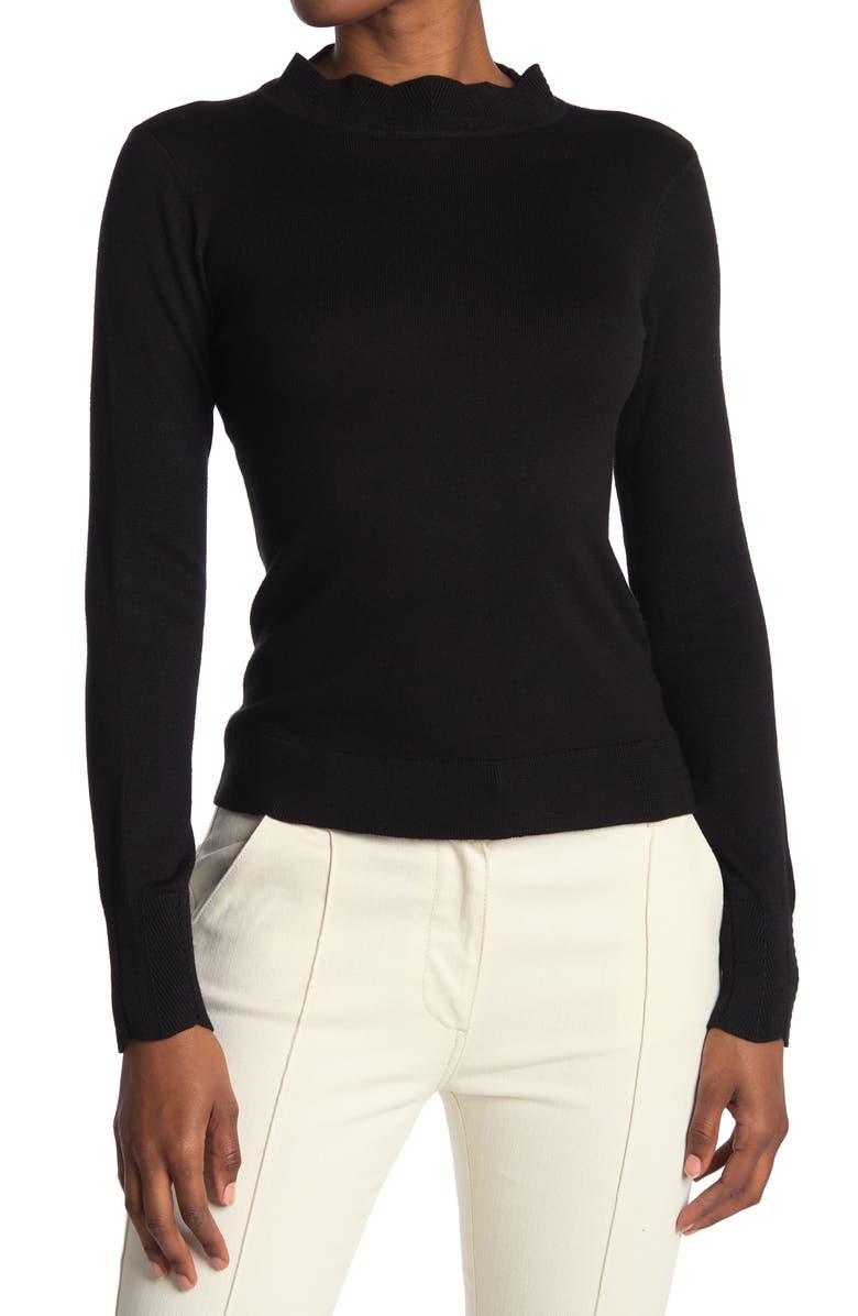 BY DESIGN Scallop Mock Neck Sweater, Main, color, 