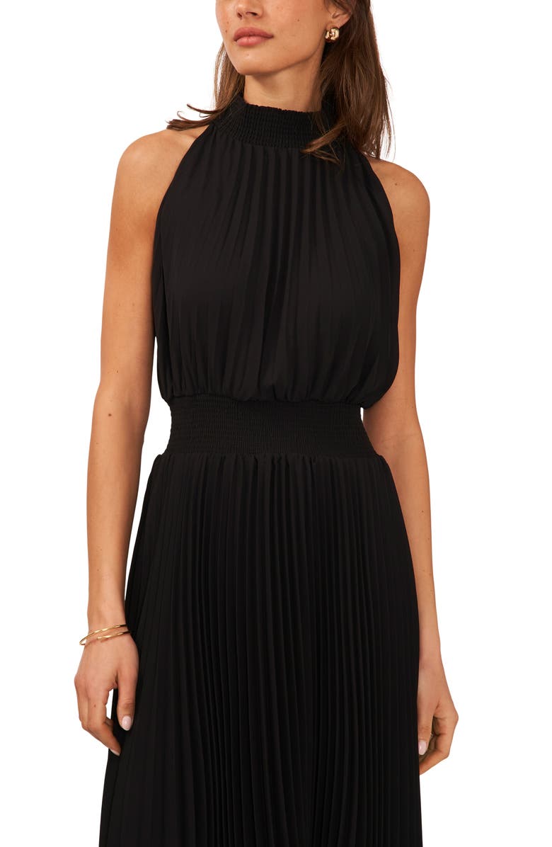 Halogen<sup>®</sup> Pleated Sharkbite Hem Midi Dress, Alternate, color,