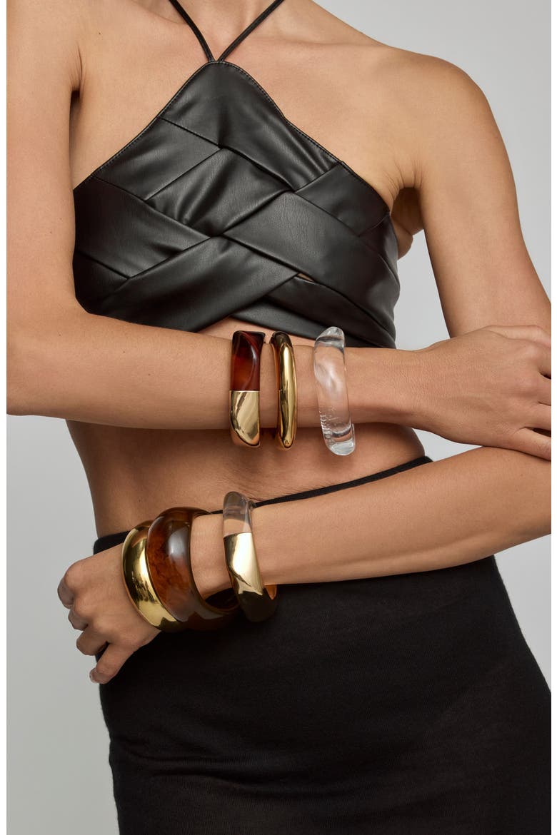 Chunky Mixed Media Bangle, Alternate, color, BROWN