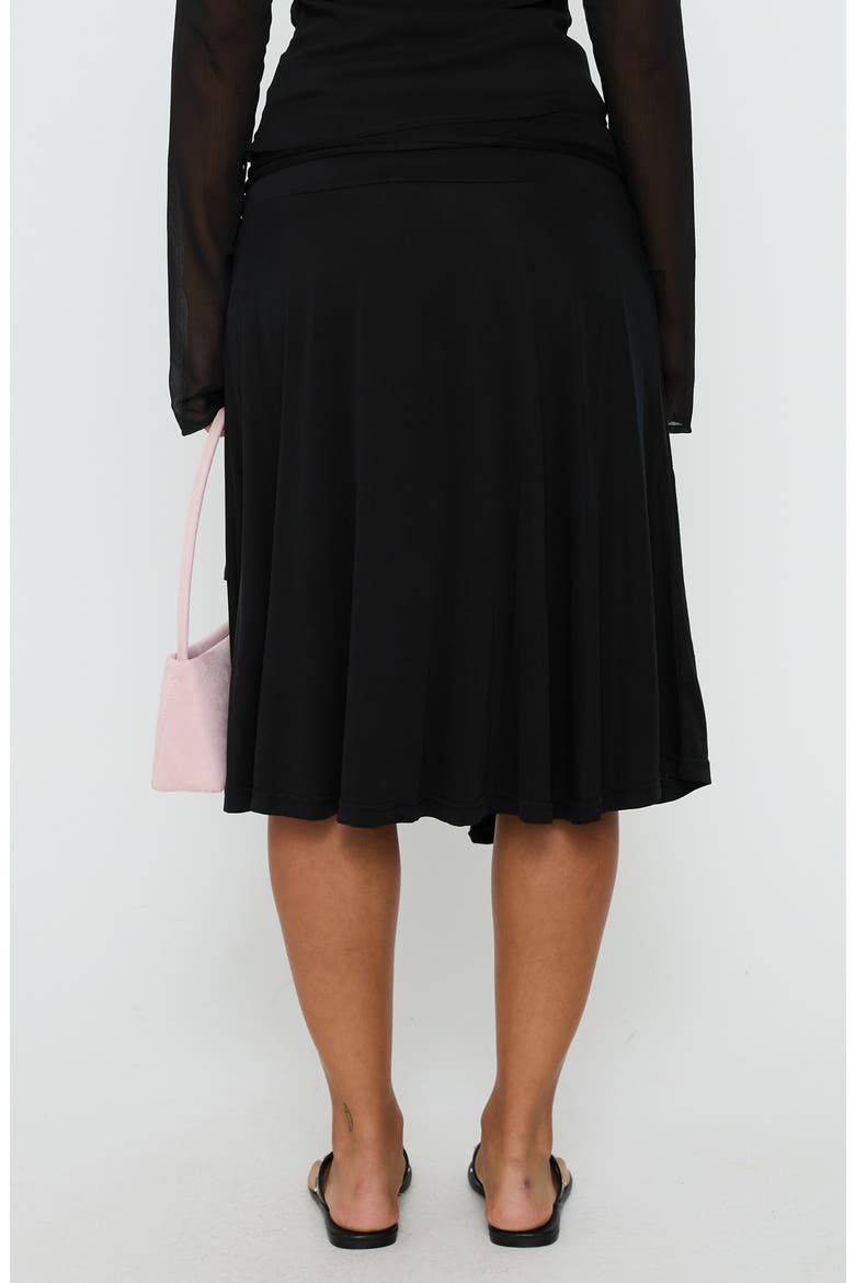 Joaney Tie Side Jersey Midi Skirt, Alternate, color, BLACK