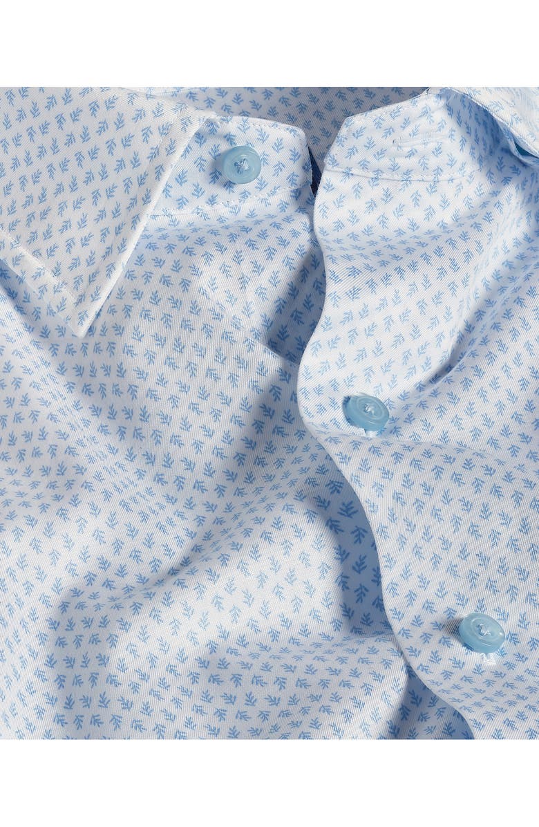 David Donahue Neat Print Sport Shirt, Alternate, color, White/ Sky