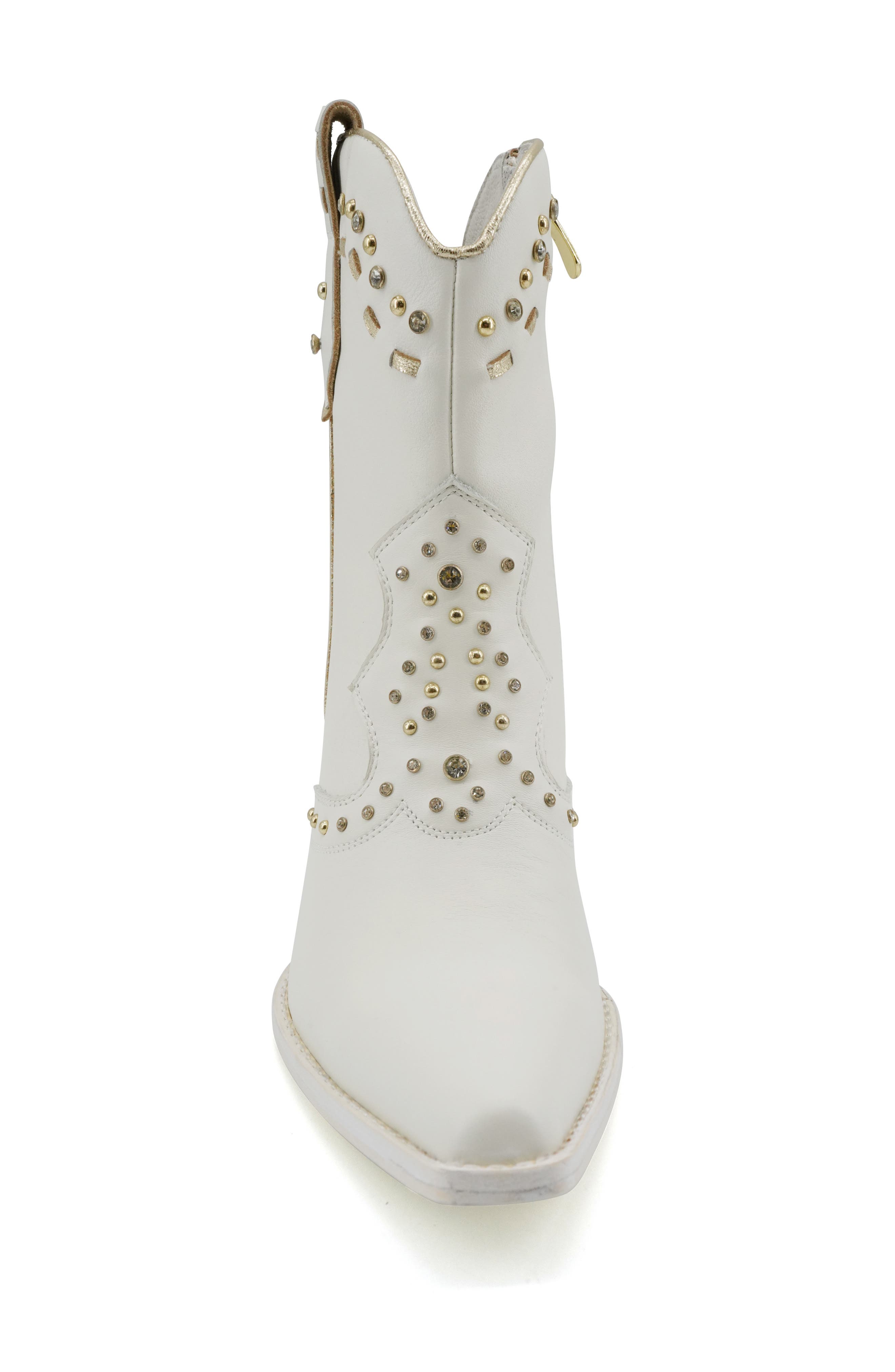 ZIGI Angola Studded Western Boot, Alternate, color, White Leather