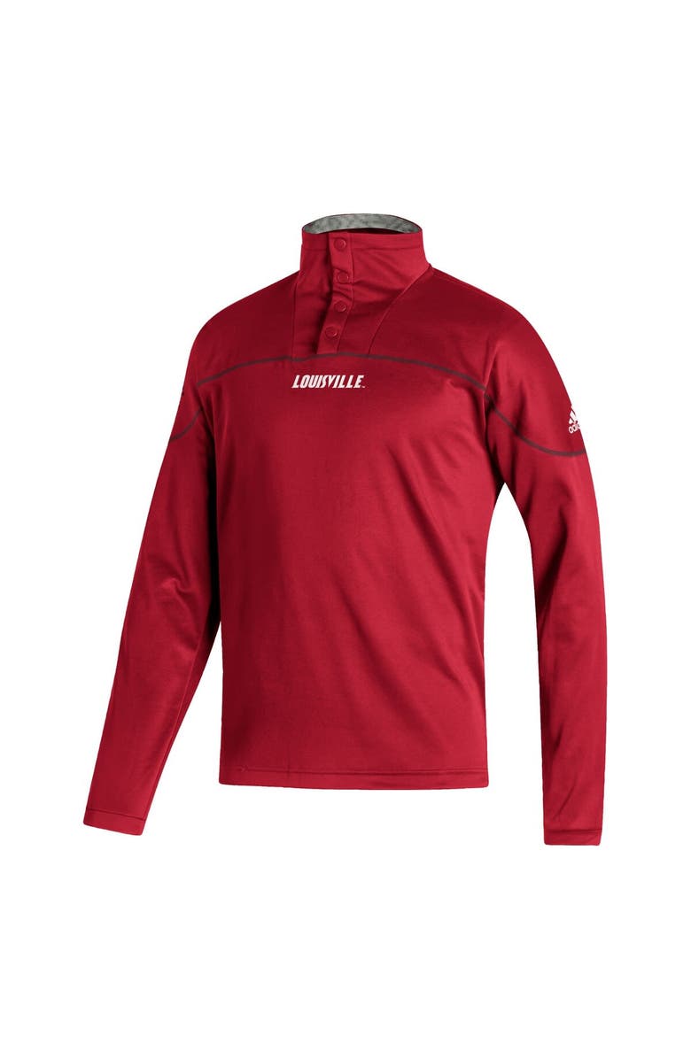 adidas Men's adidas Red Louisville Cardinals AEROREADY Knit Quarter-Snap Jacket, Alternate, color, Red