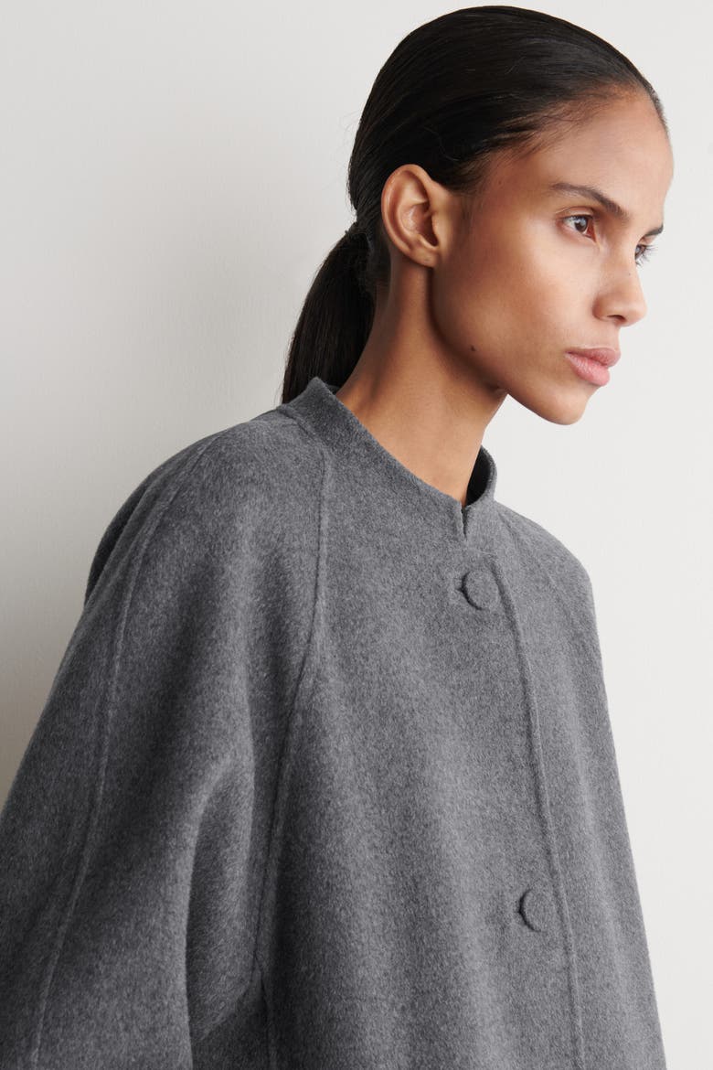 Rounded Double-Faced Wool Jacket, Alternate, color, GRAY MÉLANGE