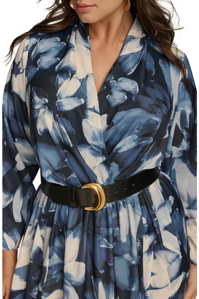 Abstract Floral Belted Midi Dress, Alternate, color, NIGHTFALL MULTI