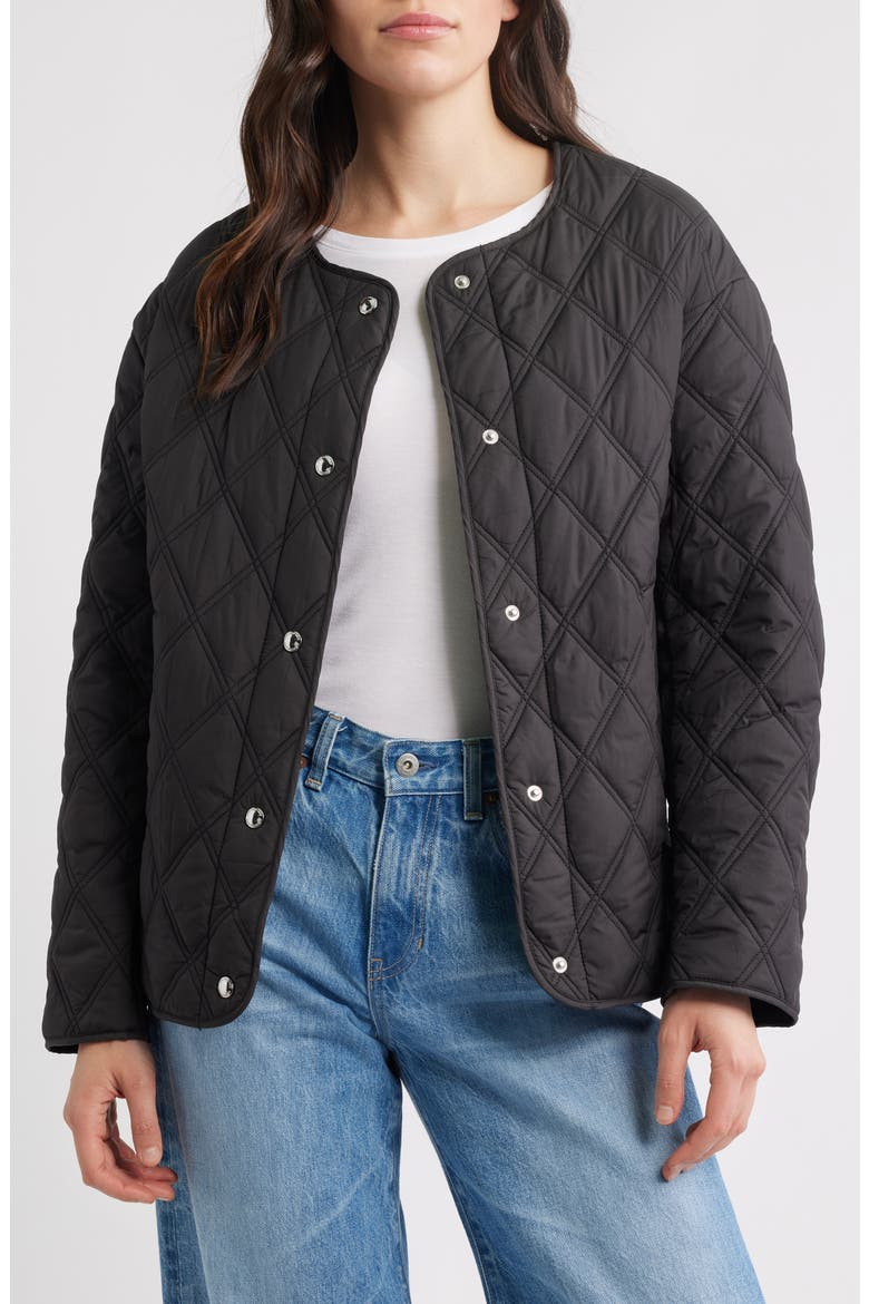 Hoodie Bib Quilted Jacket, Alternate, color, BLACK