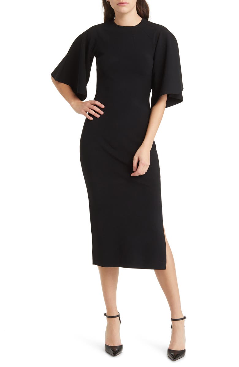 Ted Baker London Lounia Fluted Sleeve Body-Con Sweater Dress, Main, color, 