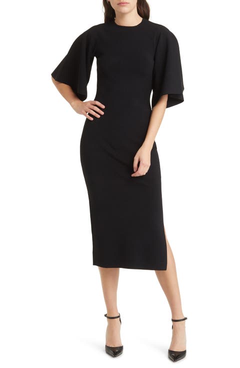 Lounia Fluted Sleeve Body-Con Sweater Dress