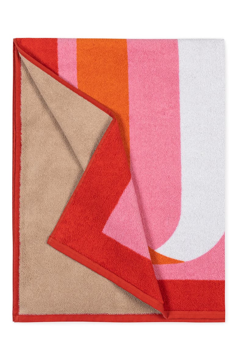 Ribbon Beach Towel, Alternate, color, FLAMINGO