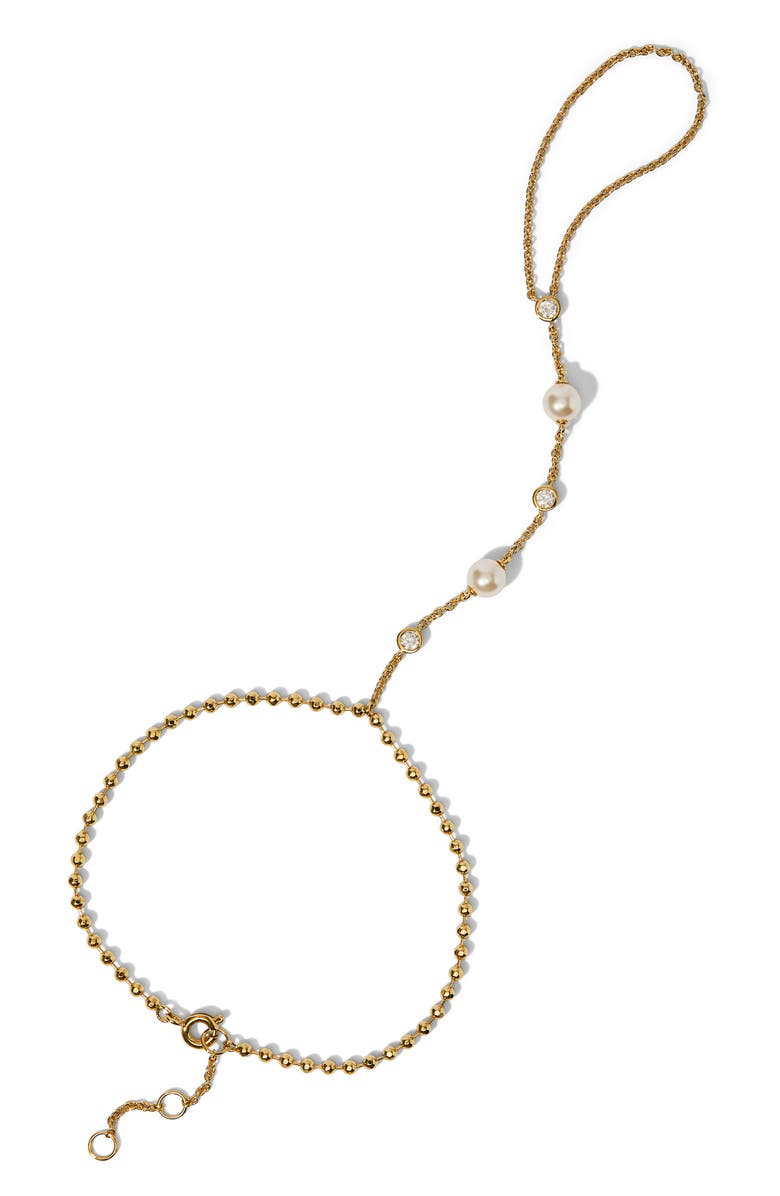 Nadri Esme Faux Pearl Hand Chain, Main, color, Gold