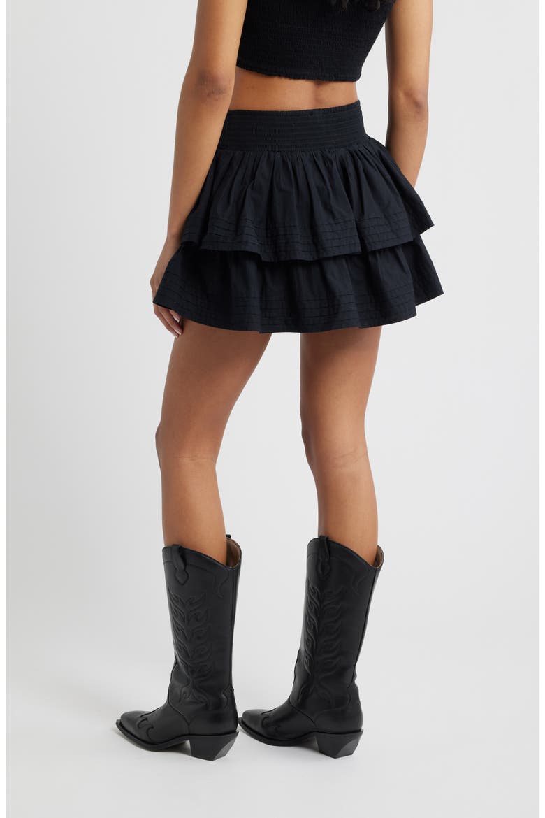 Tiered Ruffle Cotton Miniskort, Alternate, color, BLACK