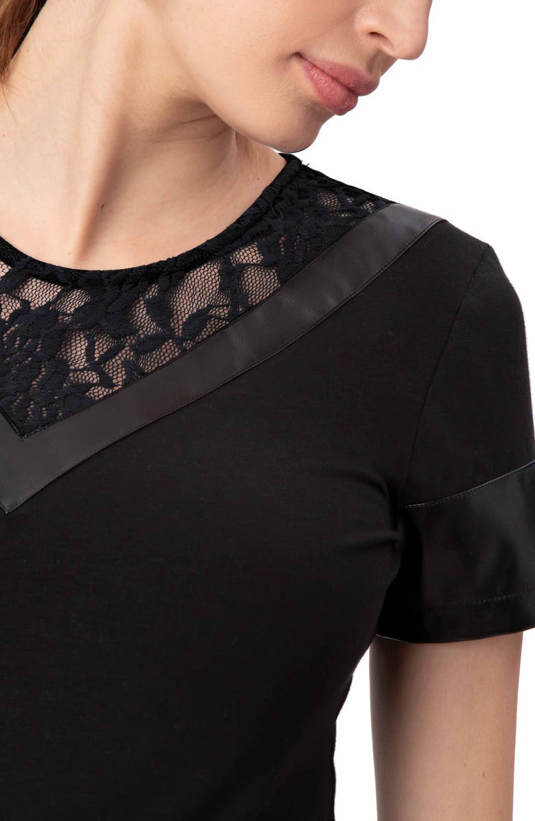 Stowaway Collection Lace & Faux Leather Detail Maternity Dress, Alternate, color,