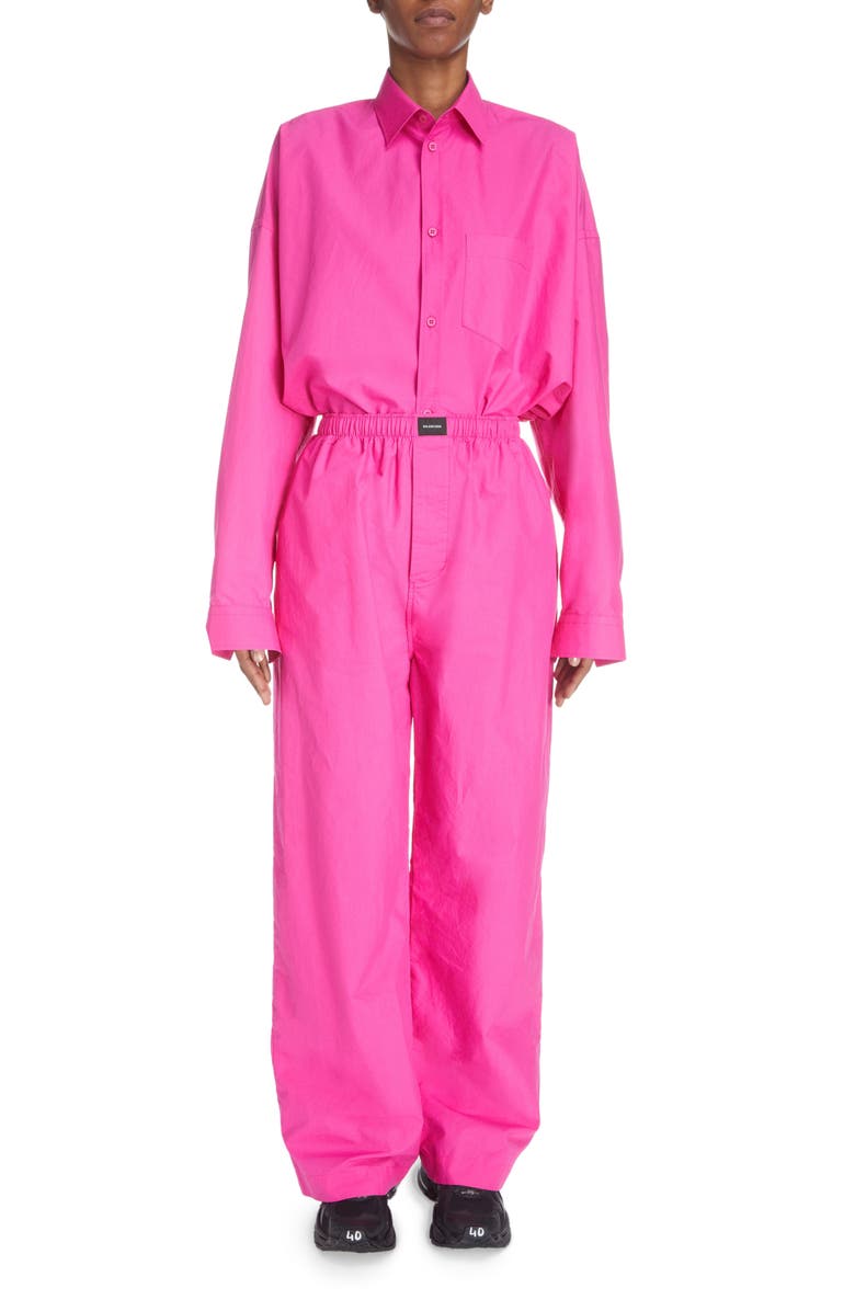 Balenciaga Oversize Cotton Poplin Button-Up Cocoon Shirt, Alternate, color, 