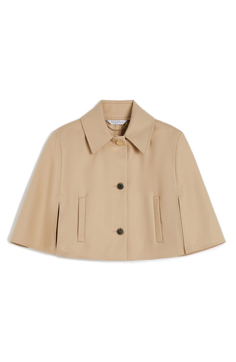 Max Mara Padre Water Repellent Cotton Gabardine Crop Cape, Alternate, color, Sabbia