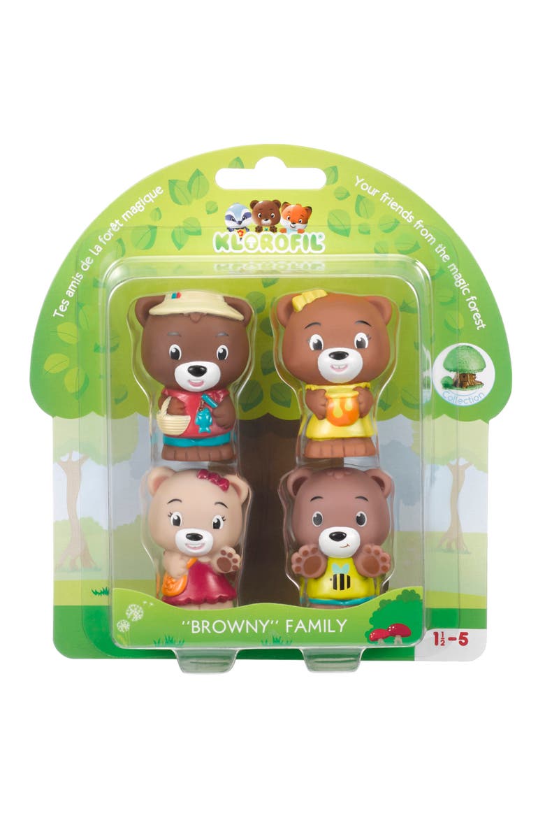 Browny Family 4 Bear Figurines, 1.752", Nature Playset, Alternate, color, Multicolored