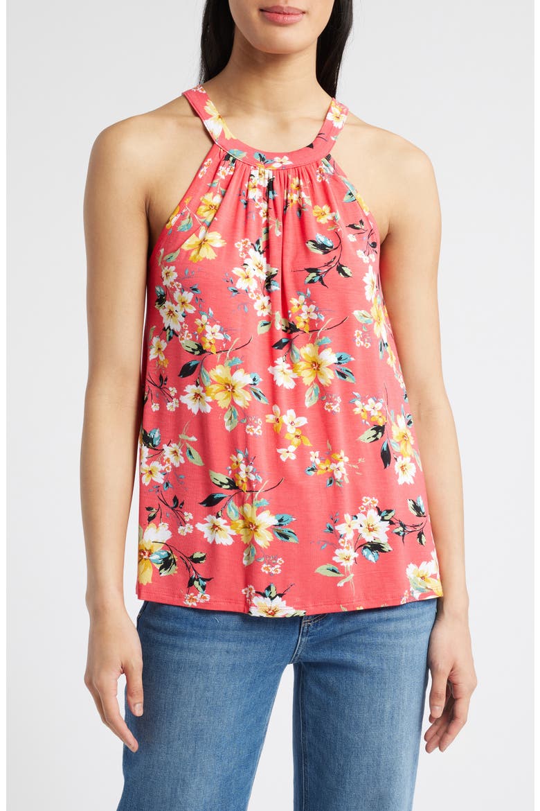 Floral Knit Tank, Main, color, CORAL