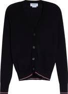Thom Browne Rib Stitch Stretch Wool V-Neck Cardigan