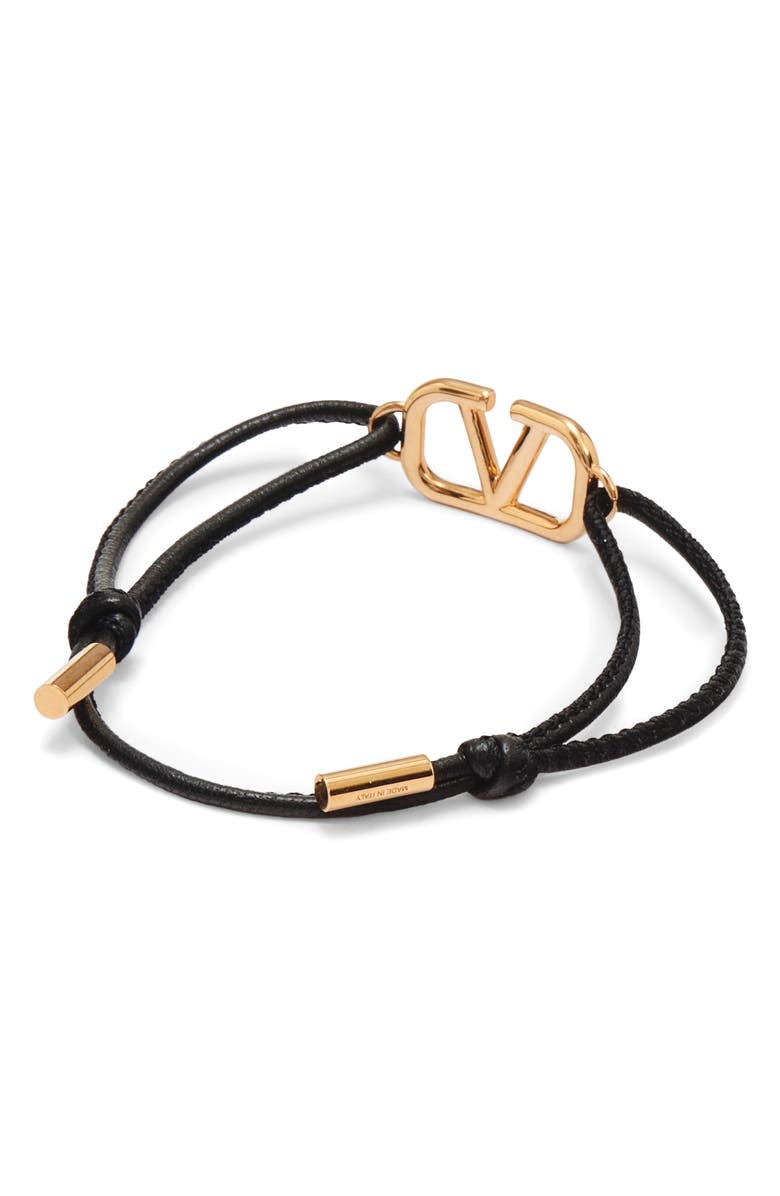 Valentino Garavani Men's VLOGO Leather Slider Bracelet, Alternate, color,