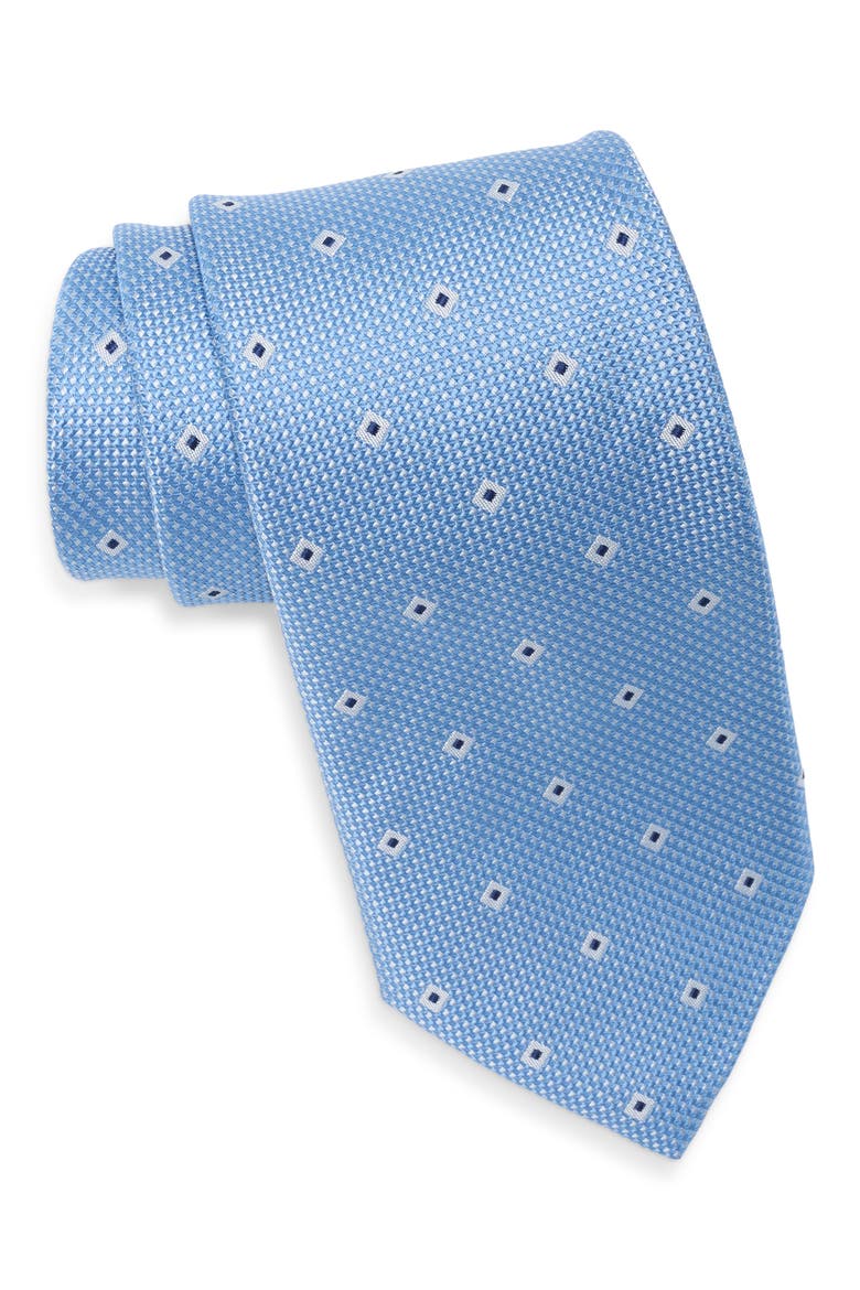Loup Neat Satin Tie, Main, color, INDIGO