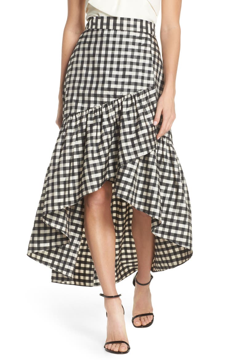 Ruffle Asymmetrical Skirt, Main, color, GINGHAM