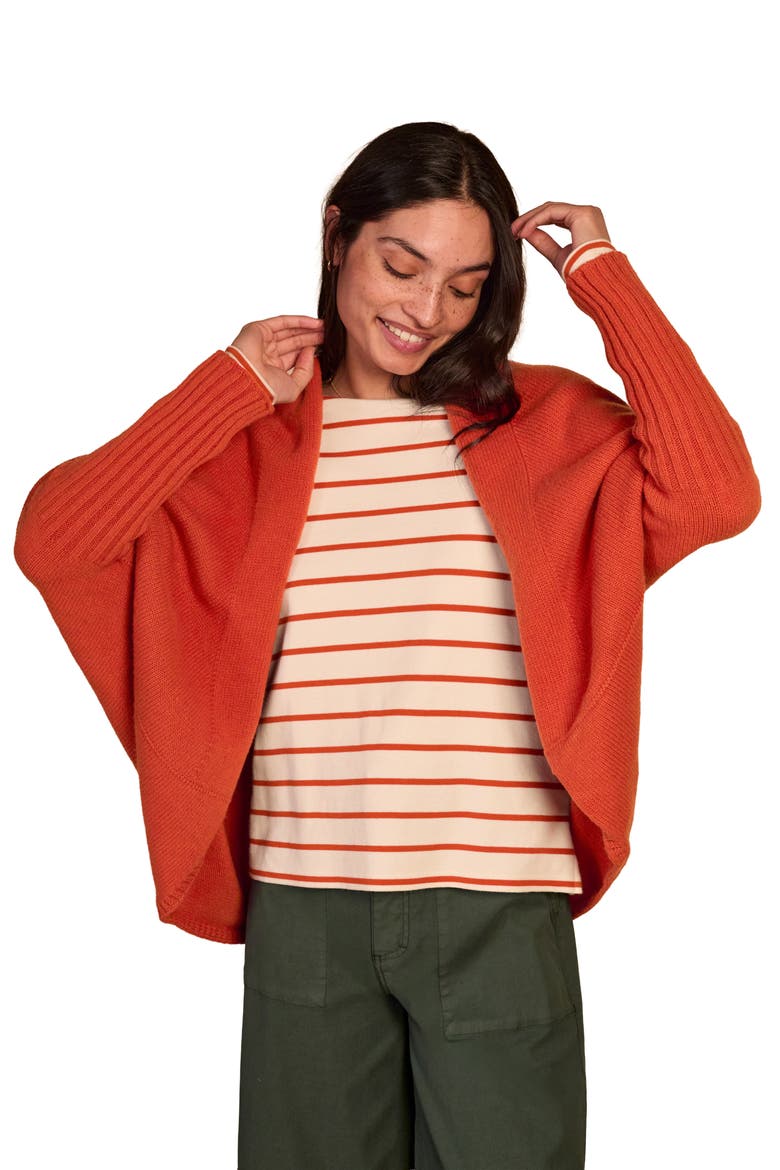 Long Sleeve Cocoon Cardigan, Alternate, color, Burnt Orange