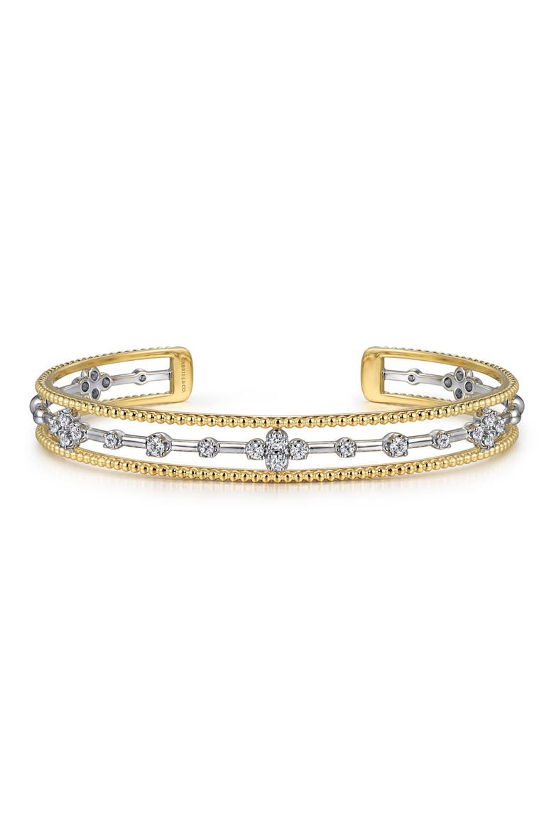 Bujukan Two-Tone Floating Diamond Cuff Bracelet, Main, color, TWO TONE